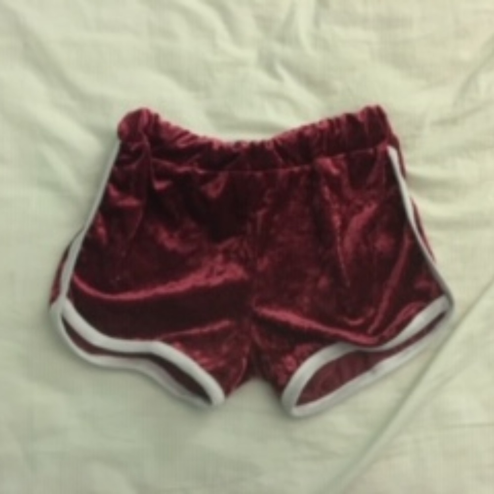 Burgundy Velvet Shorts